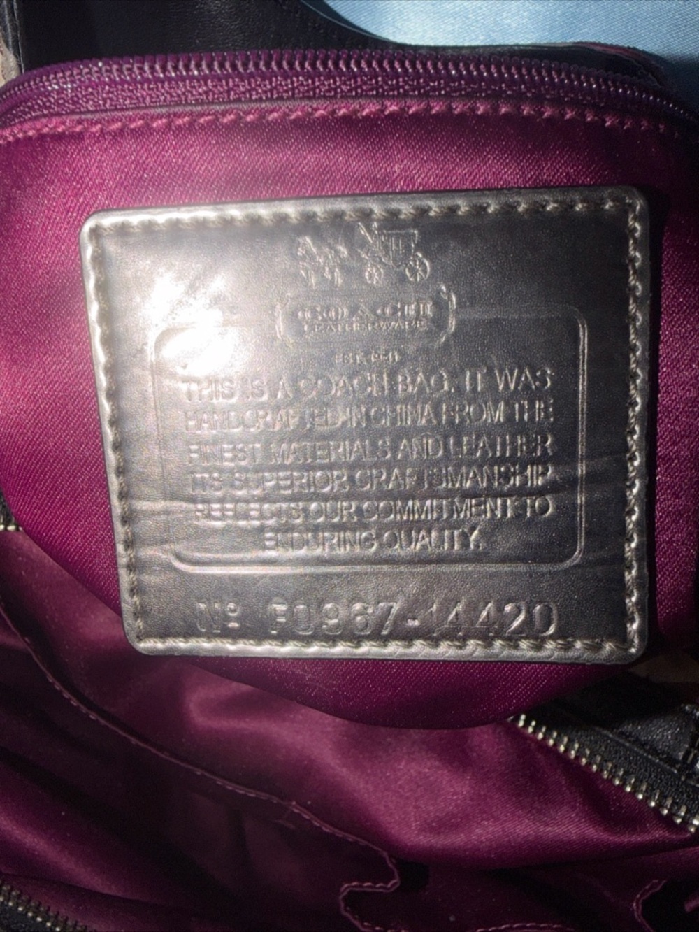 Vintage COACH MAGGIE OP ART HOBO PURPLE CHAINLINK SATCHEL HANDBAG F0967-14420 - Picture 7 of 10